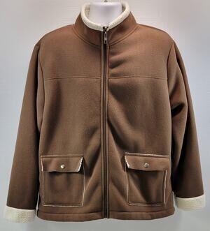 L1) Effeci Woman Brown Fleece Sherpa Polyester Jacket XXL